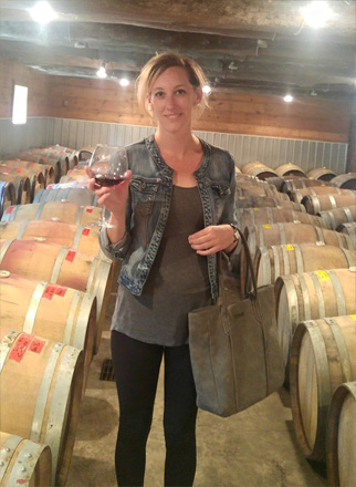 Alice Atkinson tasting Pinot Noir in The County